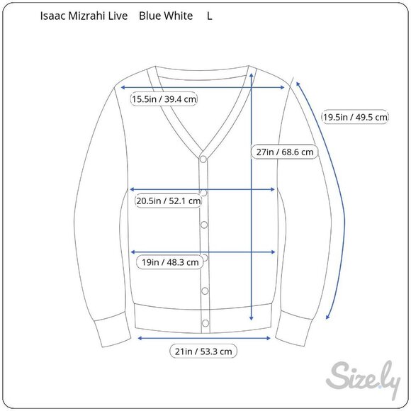 Isaac Mizrahi Live Womens Blue White Delft Print Knit Button Cardigan Sweater L - Picture 8 of 8